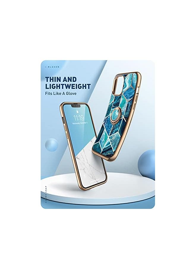 I-blason Cosmo Snap Case Designed for iPhone 13 6.1 inch (2021 Release), Slim with Built-in 360° Rotatable Ring Holder Kickstand Supports Car Mount (Ocean)  - Image 3