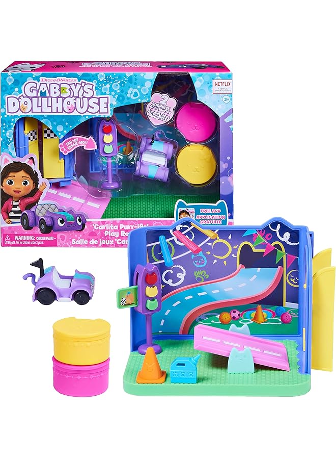 Gabby's Dollhouse 6064149 Purr Ific Play Room With Carlita Car Accessories Furniture And Dollhouse Deliveries Kids' Toys For Ages 3 - Image 1
