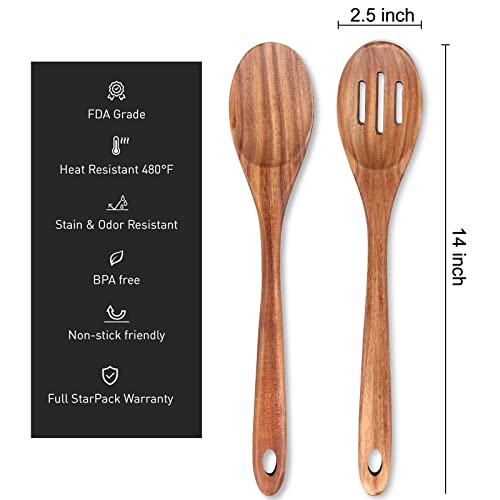 Renawe 14 Inch Large Wooden Spoon for Cooking Utensil Mixing Spoons Baking Serving Wood Spoon Big Non Stick Spatula Long Handle Kitchen Utensils Stirring Cooking Spoon Non Toxic Kitchen Tools Accessories - Image 4
