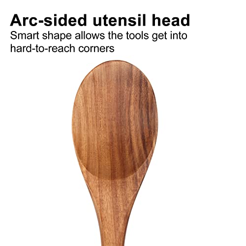 Renawe 14 Inch Large Wooden Spoon for Cooking Utensil Mixing Spoons Baking Serving Wood Spoon Big Non Stick Spatula Long Handle Kitchen Utensils Stirring Cooking Spoon Non Toxic Kitchen Tools Accessories - Image 3