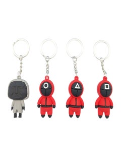NQOOH Squid Game Keychain Set 4 Pieces Unique Red and Black Designs  - Image 1