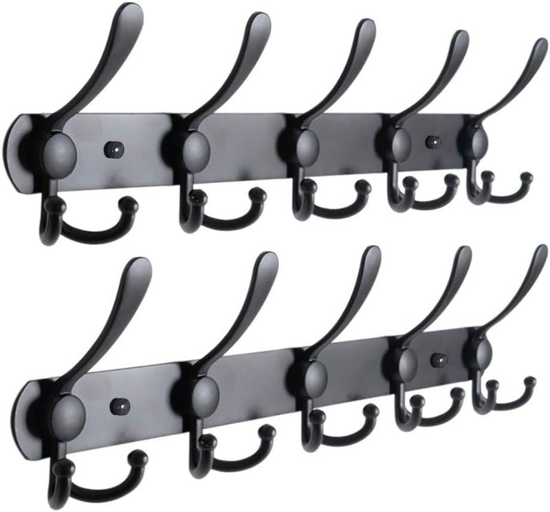 Wall Mounted Coat Hooks - Black (2PCS) - Image 1