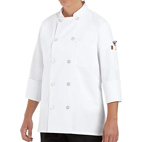 Chef Designs معطف الطهاة للنساء من شيف ديزاينز، أبيض، متوسط - Image 4