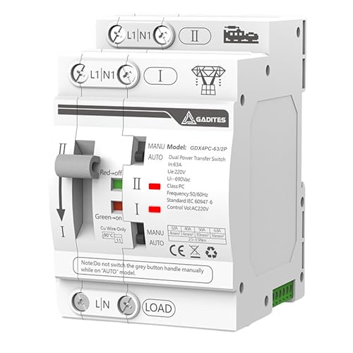 GADITES Latest Dual Power Automatic Control Transfer Switch 230VAC, 63A Changeover Switch (Single Phase) With Dual Socure Auto/Manual Switch (SINGLE PHASE) - Image 1