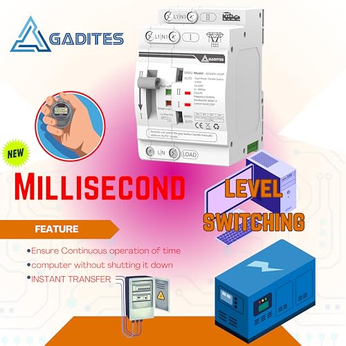 GADITES Latest Dual Power Automatic Control Transfer Switch 230VAC, 63A Changeover Switch (Single Phase) With Dual Socure Auto/Manual Switch (SINGLE PHASE) - Image 2