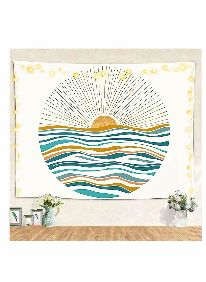 Luckam Wall Decorate Tapestry  1 Piece Ocean Sunrise Wave Wall Tapestry Mid Century Modern Style Tapestry Wall Hanging Wall Art Home Decor for Bedroom Living Room Dorm 51 * 59 Inches - Image 5