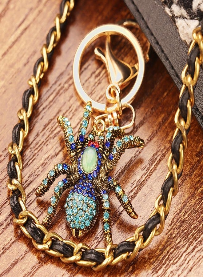kcrygogo Antique Alloy Blue Diamond-Inlaid Spider Keychain - Fashionable Animal Pendant, Unique Accessory,Party Favors,Gift for Friends - Image 5