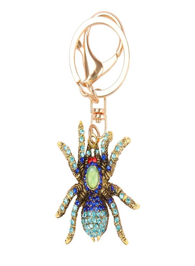 kcrygogo Antique Alloy Blue Diamond-Inlaid Spider Keychain - Fashionable Animal Pendant, Unique Accessory,Party Favors,Gift for Friends - Image 1