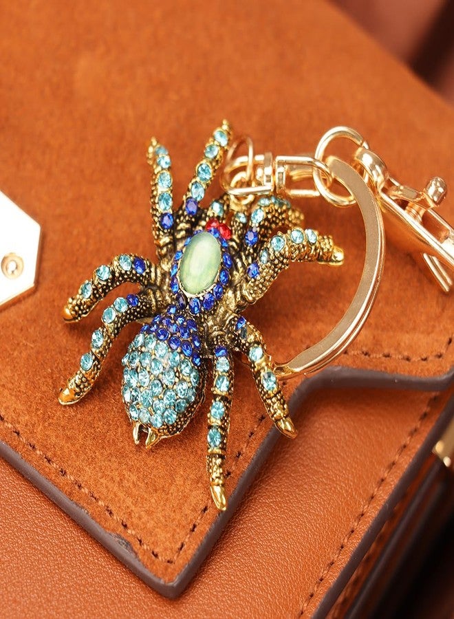 kcrygogo Antique Alloy Blue Diamond-Inlaid Spider Keychain - Fashionable Animal Pendant, Unique Accessory,Party Favors,Gift for Friends - Image 4