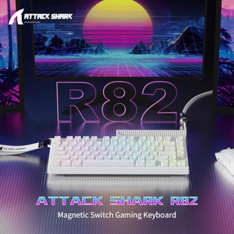 لوحة مفاتيح سلكية للألعاب R82 HE 75 للرياضات الإلكترونية، وأغطية مفاتيح PBT، ومخطط أبيض، ومفتاح مغناطيسي مع معدل اقتراع 8000 هرتز ودقة فائقة 0.01 مم RT - Image 2