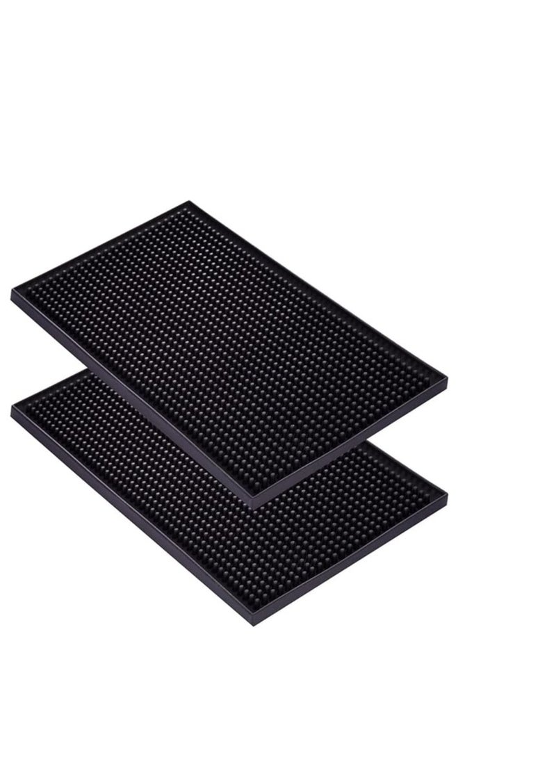 Generic - Bar Mat for Cocktail and Coffee Bar 12" x 18" Rubber Bar Service Spill Mat for Cocktail Bartender Set of 2 Coffee Bar or Countertop Mats Glass Drying Mat - Image 1