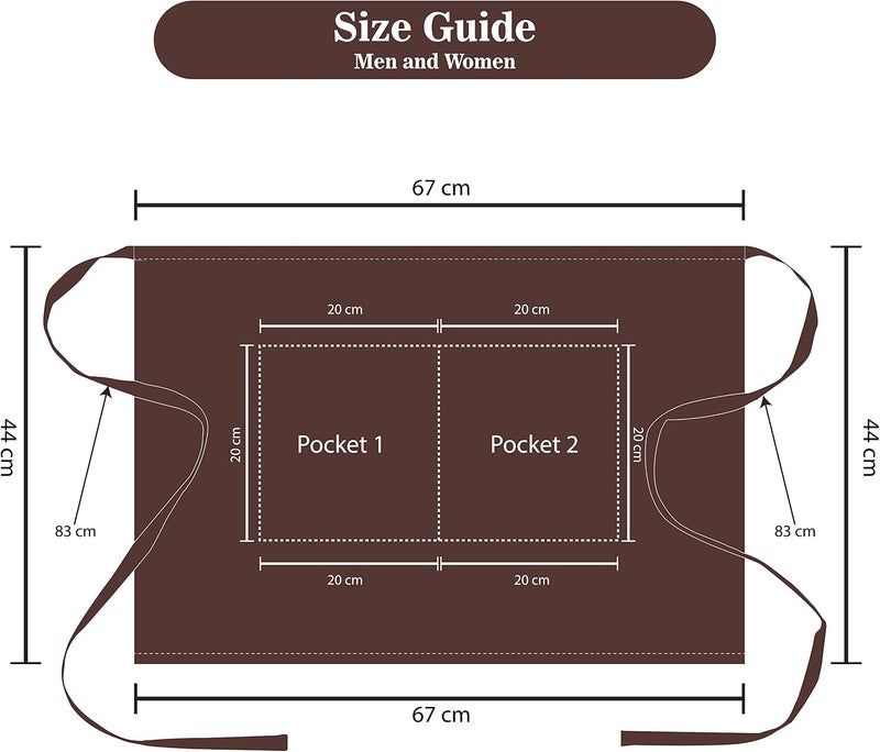 YANEK Kitchen Short Apron | Unisex | Chef Kitchen Adjustable Bib Apron with Pockets & Adjustable Tie Rope | For Home, Restaurant, Café, Hotel, Bakery, Salon - Image 4