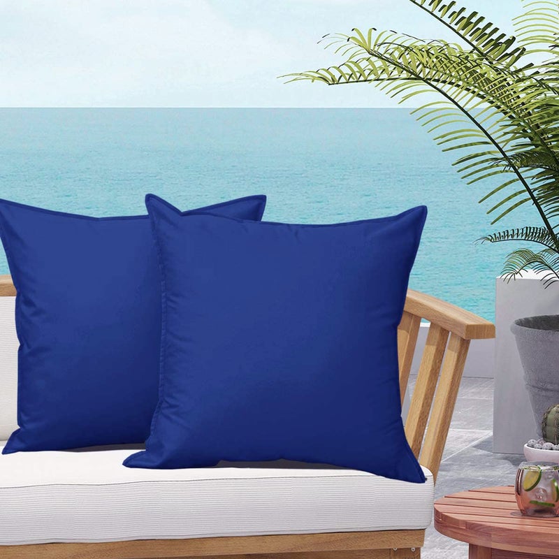 SOFJAGETQ Navy Blue Outdoor Pillow Covers Waterproof Durable Throw Pillow Covers for Patio Porch Decoration Pillow Covers 18x18 inches 2PCs