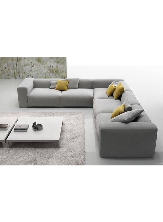 هومزمارت كنبة زاوية خشب سويدي و كتان - رمادي - Image 1