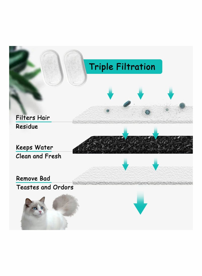 SOLARAE Cat Water Fountain Filters for Stainless Steel 67oz 2L Adjustable Water Flow Pet Fountain 8 Pack Pet Replacement Filters with 8 Sponges - Image 2