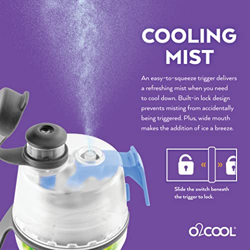 O2COOL Mist 'N Sip Misting Water Bottle 2-in-1 Mist And Sip Function With No Leak Pull Top Spout Reusable Sports Water Bottle - 20 oz (Tie Dye Blue) - Image 5