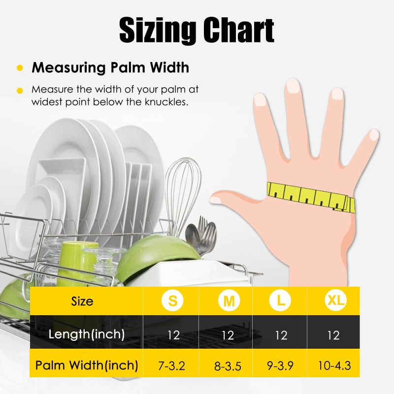 IUCGE Rubber cleaning gloves yellow 3 Pairs for Household,Reuseable dishwashing gloves for Kitchen.(3,Large) - Image 2