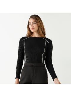 2Xtremz 2Xtremz Ribbed Sweater with Piping Detail and Long Sleeves  - Image 2