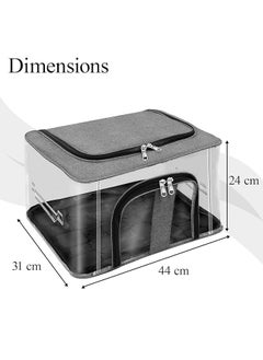 Kienlix Kienlix Underbed Storage Box 33L Nylon PVC Transparent Moisture Proof 44 x 31 x 24 cm Grey Pack of 2  - Image 2