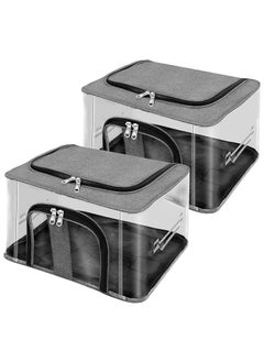 Kienlix Kienlix Underbed Storage Box 33L Nylon PVC Transparent Moisture Proof 44 x 31 x 24 cm Grey Pack of 2  - Image 1