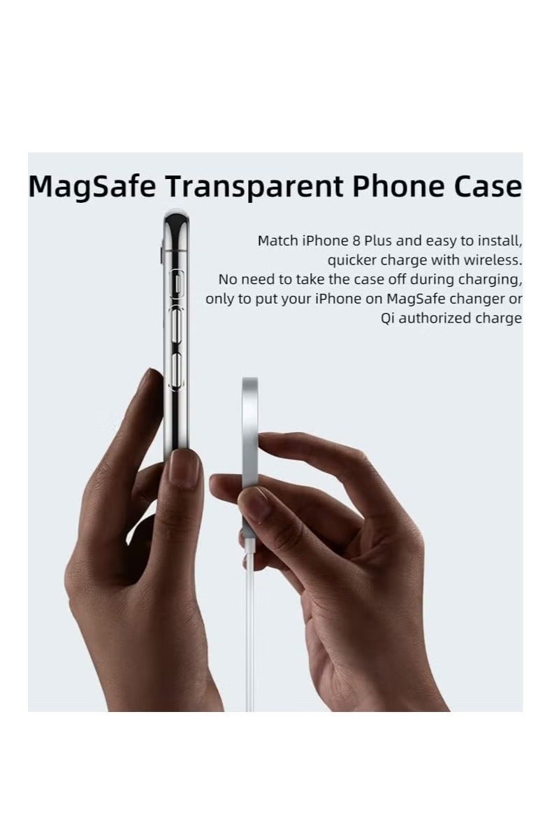 أوميكسبرو جراب هاتف مغناطيسي لهاتف iPhone 7PLUS 8 Plus جراب مزود بشحن لاسلكي MagSafe جراب واقٍ مقاوم للصدمات لهاتف iPhone 7PLUS 8 Plus مقاس 5.5 بوصة شفاف - Image 3