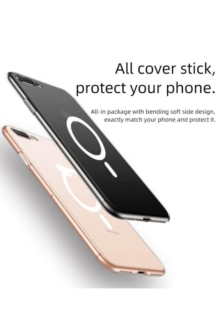 أوميكسبرو جراب هاتف مغناطيسي لهاتف iPhone 7PLUS 8 Plus جراب مزود بشحن لاسلكي MagSafe جراب واقٍ مقاوم للصدمات لهاتف iPhone 7PLUS 8 Plus مقاس 5.5 بوصة شفاف - Image 2