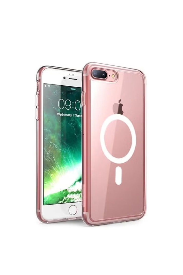 أوميكسبرو جراب هاتف مغناطيسي لهاتف iPhone 7PLUS 8 Plus جراب مزود بشحن لاسلكي MagSafe جراب واقٍ مقاوم للصدمات لهاتف iPhone 7PLUS 8 Plus مقاس 5.5 بوصة شفاف - Image 1