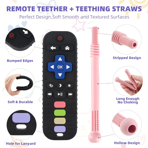 Yinghezu Teething Toys for Babies 0-6 6-12 12-18 Months Bpa Free Teething Sticks and Remote Teether for Babies Baby Sensory Chew Toys for Infants 0-18 Months - Image 2
