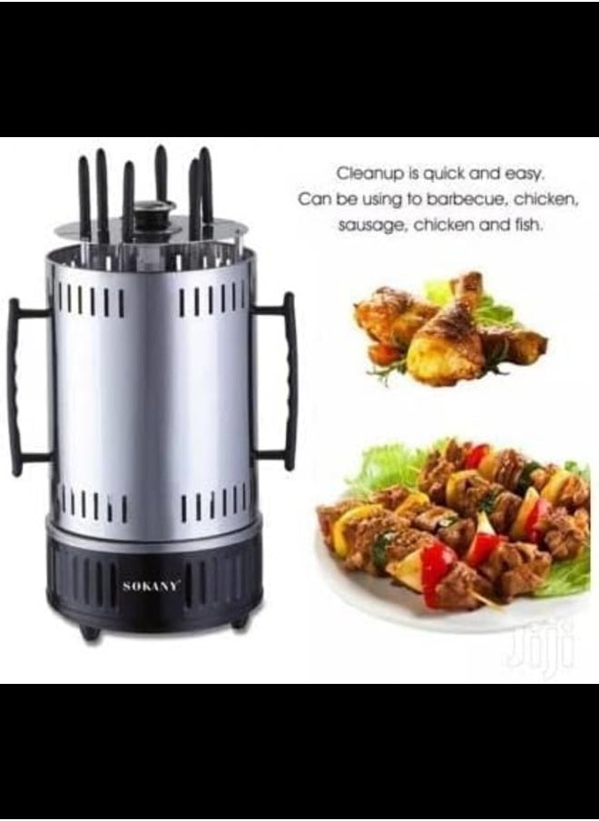 Electric Grill Indoor Barbecue 360 degree BBQ Grill Machine Automatic Timing Rotating Grill Spiral for Household Party 9 Long Skewers Grill Fork