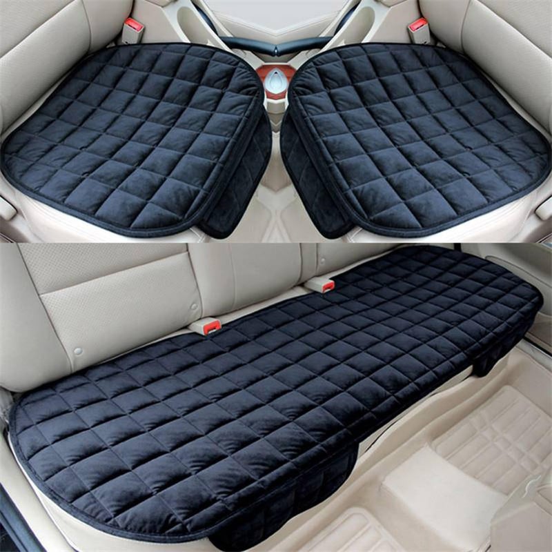 RADIANT Ultra-Soft Memory Foam with Non-Slip Grip and Storage Pouch Car Seat Cover Sponge Front Rear,– Universal Fit, All-Season (Black Combo 3 Pcs) - Image 1