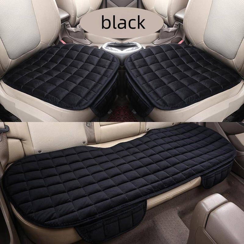RADIANT Ultra-Soft Memory Foam with Non-Slip Grip and Storage Pouch Car Seat Cover Sponge Front Rear,– Universal Fit, All-Season (Black Combo 3 Pcs) - Image 2