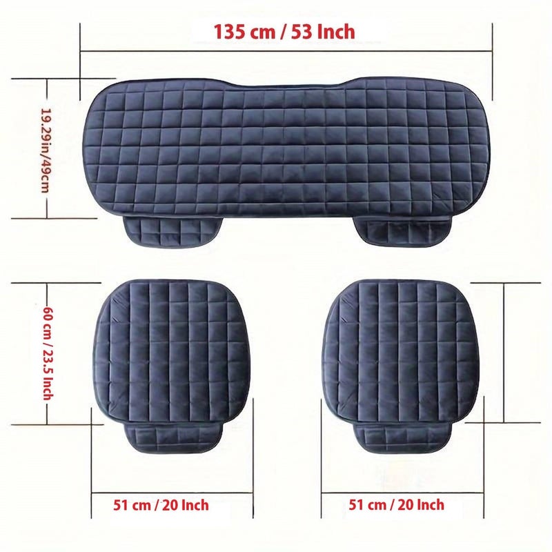 RADIANT Ultra-Soft Memory Foam with Non-Slip Grip and Storage Pouch Car Seat Cover Sponge Front Rear,– Universal Fit, All-Season (Black Combo 3 Pcs) - Image 5