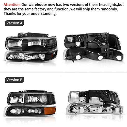 DWVO Headlight Assembly Compatible with 99-02 Chevy Silverado 1500 2500/01-02 Chevy Silverado 1500HD 2500HD 3500/00-06 Chevy Tahoe Suburban 1500 2500 with Bumper Lights - Image 2