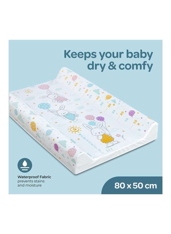 Moon Contoured Foam Waterproof Diaper Changing Pad For Newborn And Infant Fits All Standard Changing Tables Or Dresser Tops - Flying Rabbits - Image 2