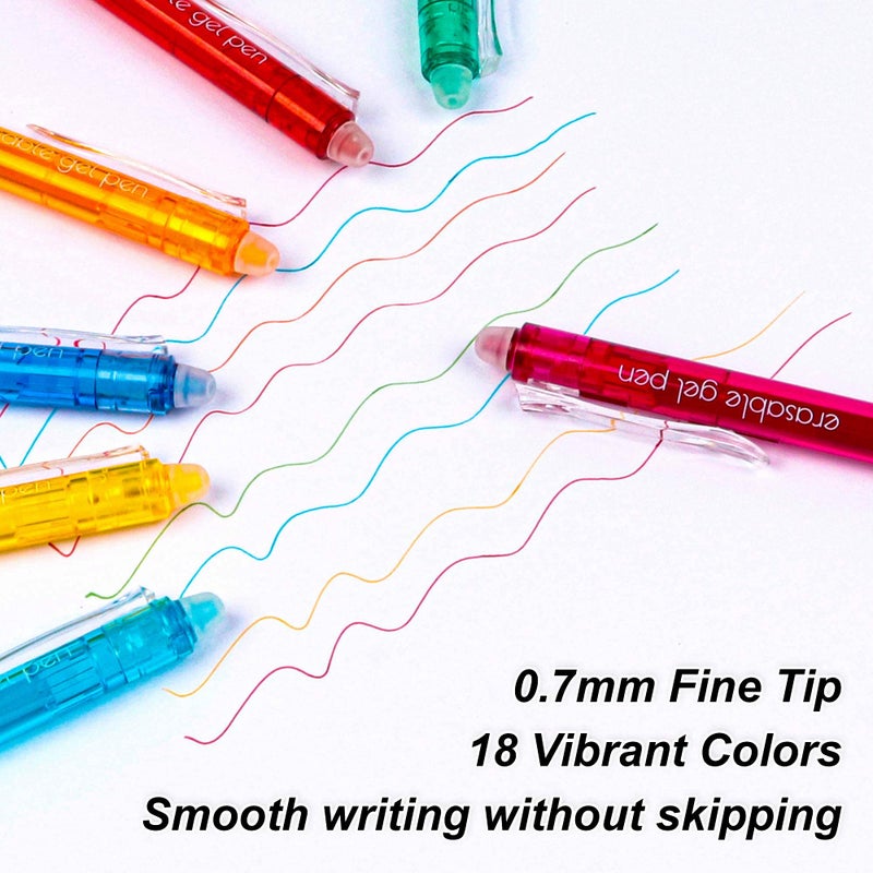 Lineon Erasable Gel Pens, 22 Colors Lineon Retractable Erasable Pens Clicker, Fine Point, Make Mistakes Disappear, Assorted Color Inks for Drawing Writing Planner and Crossword Puzzles - Image 4