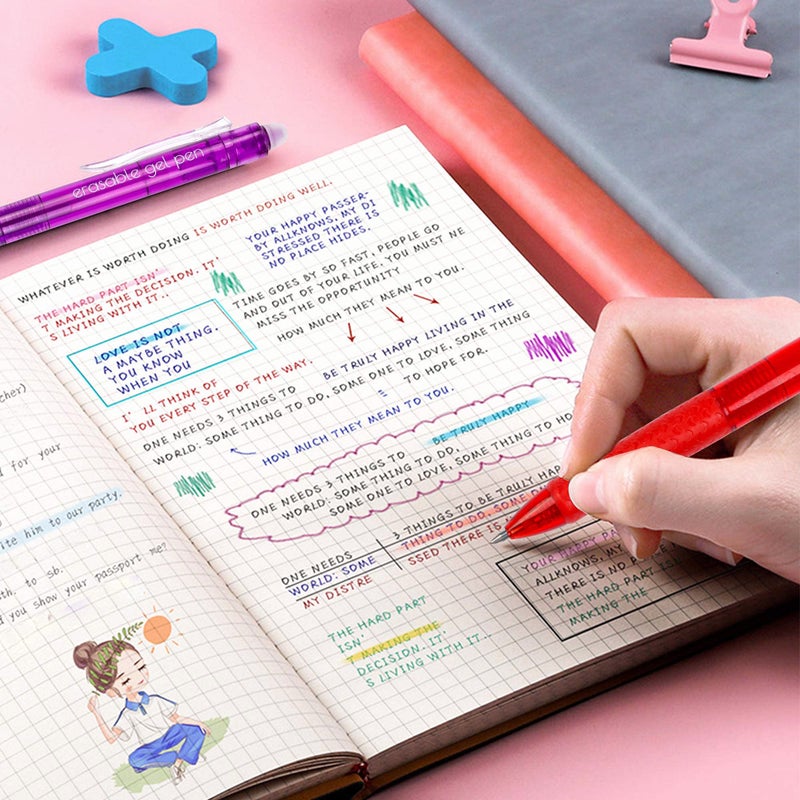 Lineon Erasable Gel Pens, 22 Colors Lineon Retractable Erasable Pens Clicker, Fine Point, Make Mistakes Disappear, Assorted Color Inks for Drawing Writing Planner and Crossword Puzzles - Image 5