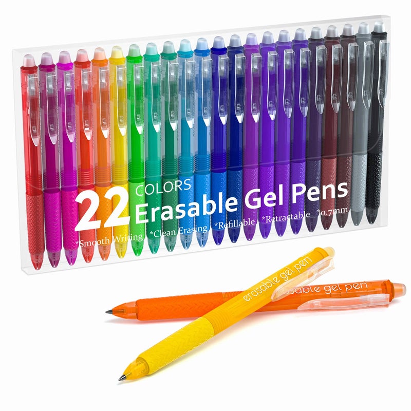 Lineon Erasable Gel Pens, 22 Colors Lineon Retractable Erasable Pens Clicker, Fine Point, Make Mistakes Disappear, Assorted Color Inks for Drawing Writing Planner and Crossword Puzzles - Image 1