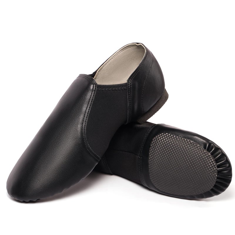 Dynadans Unisex PU Leather Upper Slip-on Jazz Shoe with Arch Insert for Women and Men's Dance Shoes-Black-5M - Image 1