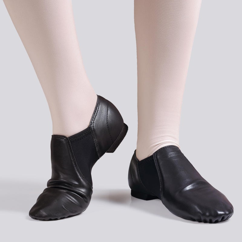 Dynadans Unisex PU Leather Upper Slip-on Jazz Shoe with Arch Insert for Women and Men's Dance Shoes-Black-5M - Image 2