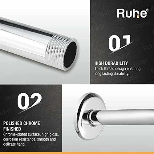 Ruhe® 9 Inches Round Shower Arm | Premium Grade Stainless Steel Shower Holder | Round Half Bend - Image 3