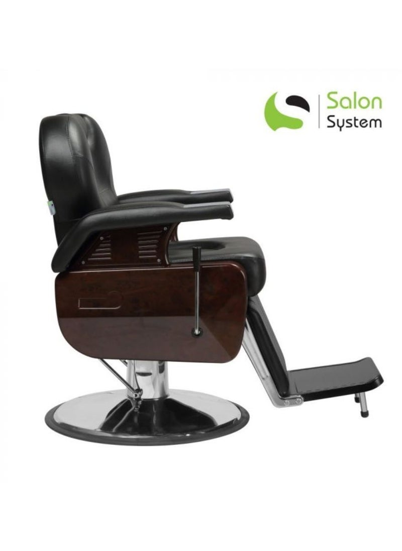 Salon System - High quality leather men's barber chair Leather Black 50 cm - Image 1