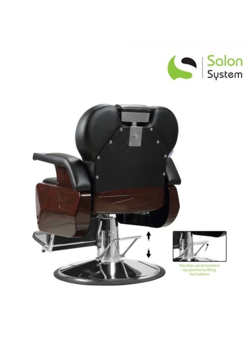 Salon System - High quality leather men's barber chair Leather Black 50 cm - Image 1