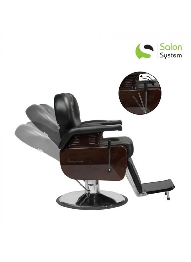 Salon System - High quality leather men's barber chair Leather Black 50 cm - Image 1