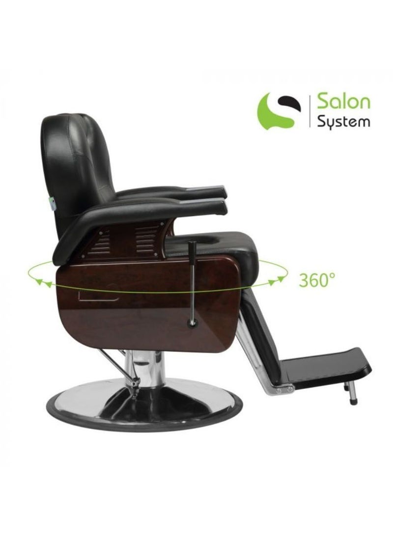 Salon System - High quality leather men's barber chair Leather Black 50 cm - Image 1