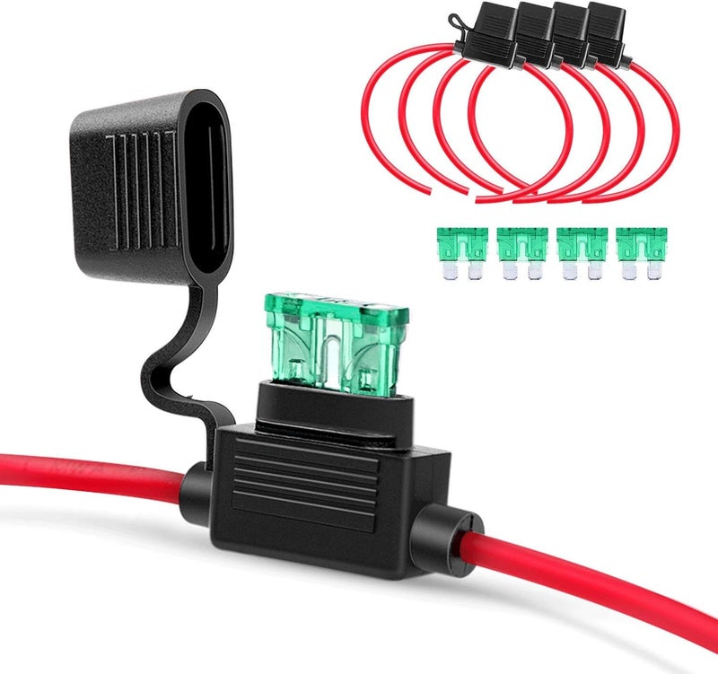Nilight GA0004 5Pack 12AWG Inline Wiring Harness 12 Gauge ATC/ATO Automotive Holder with 30A Fuse Blade Standard Plug Socket-5 Pack - Image 1