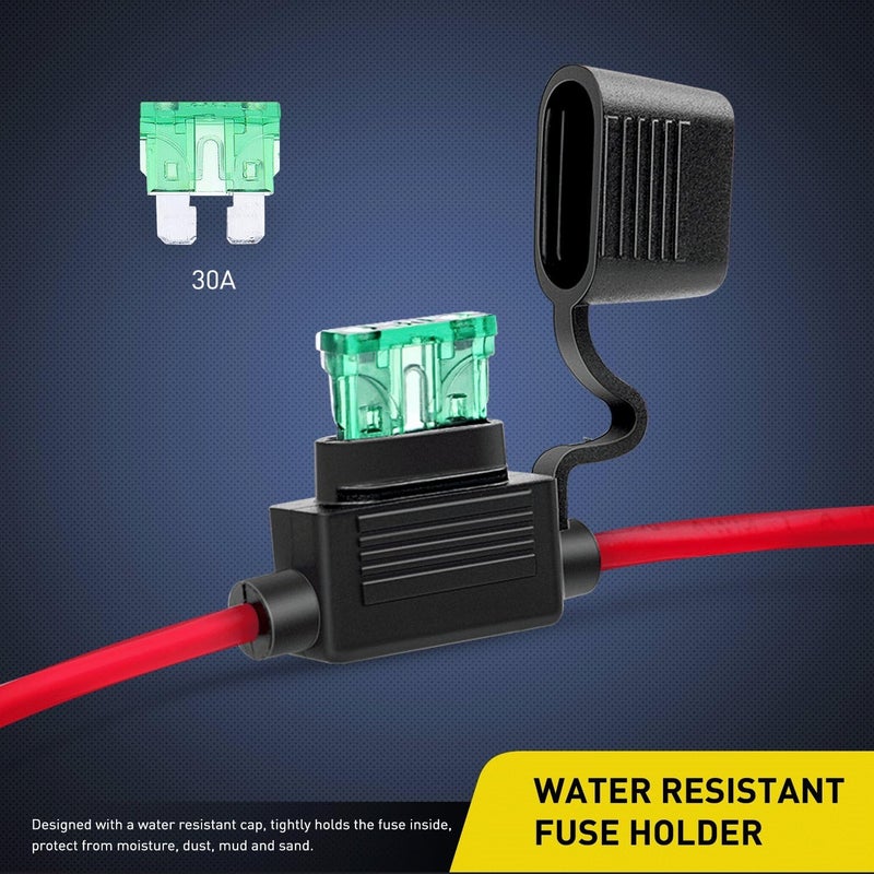 Nilight GA0004 5Pack 12AWG Inline Wiring Harness 12 Gauge ATC/ATO Automotive Holder with 30A Fuse Blade Standard Plug Socket-5 Pack - Image 3