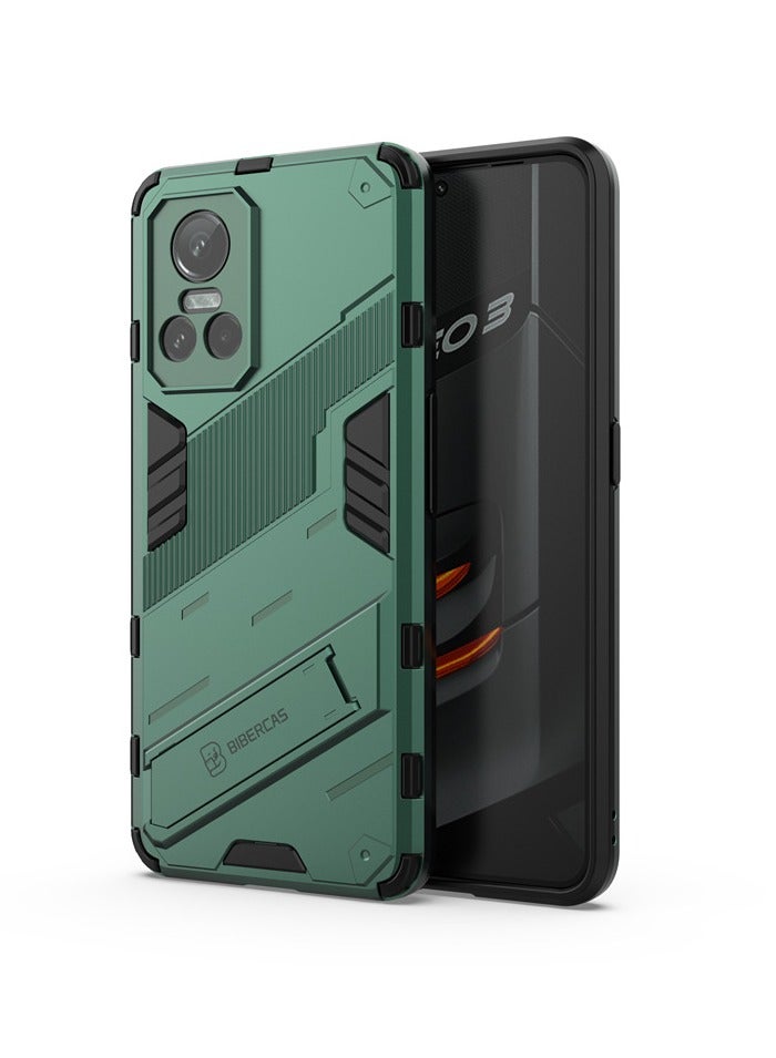 غطاء هاتف Punk Armor Stand لهاتف OPPO Realme GT Neo 3 5G، مضاد للصدمات ومقاوم للتأثيرات الثقيلة مع غطاء مانع للانزلاق متوافق مع Realme GT Neo 3