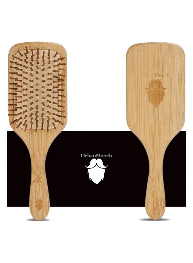 UrbanMooch Wooden Bamboo Hair Brush Detangling Brush Eco Friendly Paddle Hairbrush For Thin Long Curly Hair Stimulates Scalp Helps Growth & Adds Hair Shine - Image 2