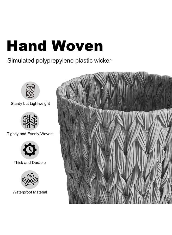 Coeusy 2 Gallon Wicker Trash can Gray - Image 3
