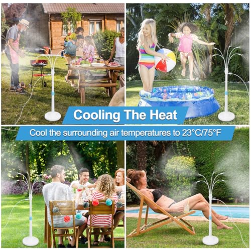 POCKET PANDA Misters for Outside Patio, Standing Misting Cooling System, Portable Outdoor Water Mist Hose Kit, Adjustable 45.7in Height & 5 Spray Nozzles for Backyard Garden Pool Tanning BBQ Cool Kids Pet Playing - Image 2